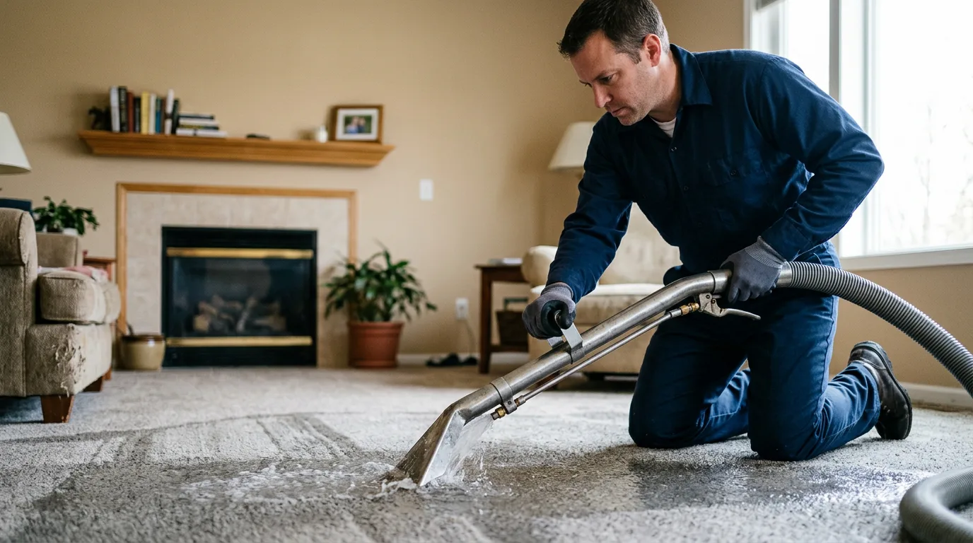 Water damage restoration technician working near Springfield, MA